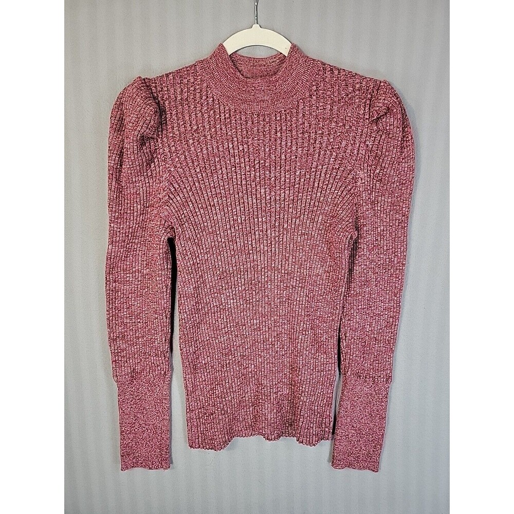 who what wear womens romantic sweater size large puff shoulder ribbed knit